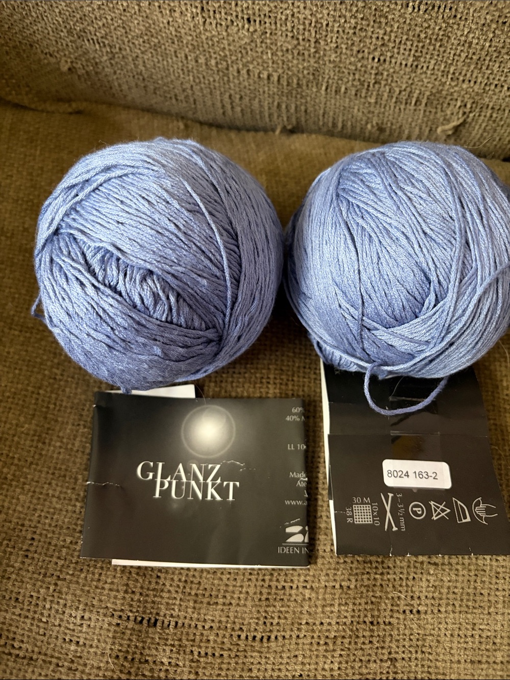Blue Silk-Modal Blend Yarn - Two Skeins 200g